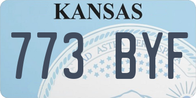 KS license plate 773BYF