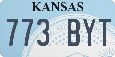 KS license plate 773BYT