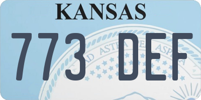 KS license plate 773DEF