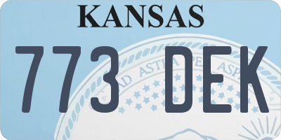 KS license plate 773DEK