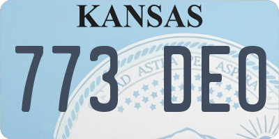 KS license plate 773DEO