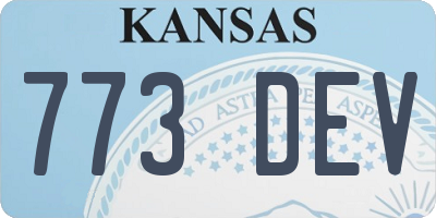 KS license plate 773DEV
