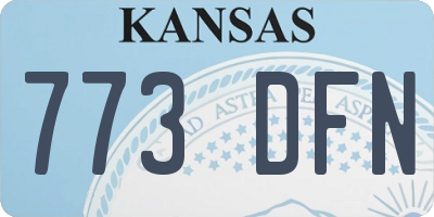 KS license plate 773DFN