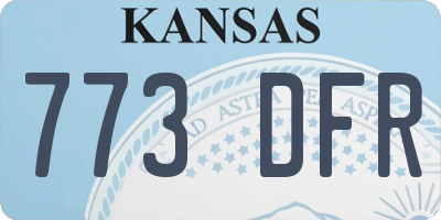 KS license plate 773DFR