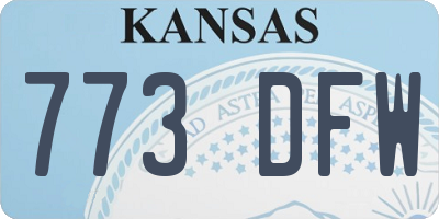 KS license plate 773DFW