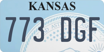 KS license plate 773DGF