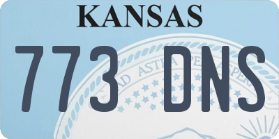 KS license plate 773DNS