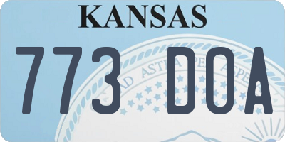KS license plate 773DOA