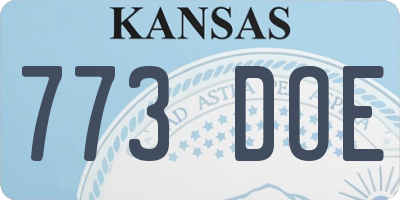 KS license plate 773DOE