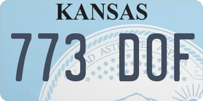 KS license plate 773DOF