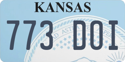 KS license plate 773DOI