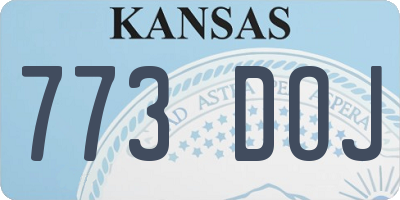 KS license plate 773DOJ