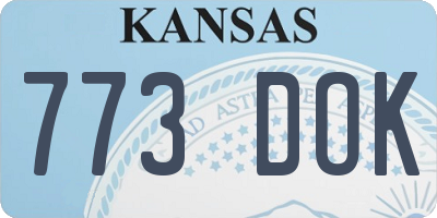 KS license plate 773DOK