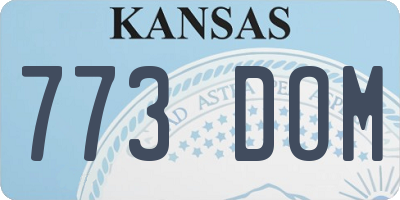 KS license plate 773DOM