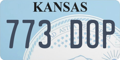 KS license plate 773DOP
