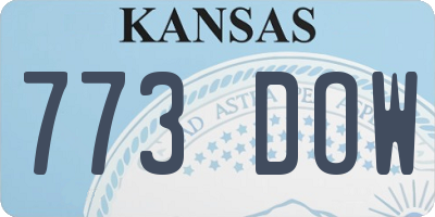 KS license plate 773DOW