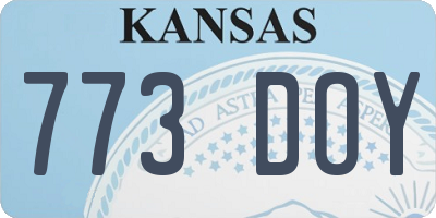 KS license plate 773DOY