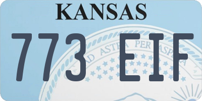 KS license plate 773EIF