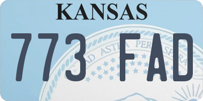 KS license plate 773FAD