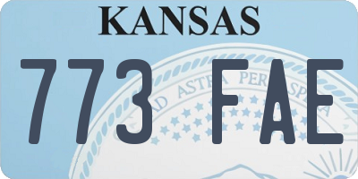 KS license plate 773FAE