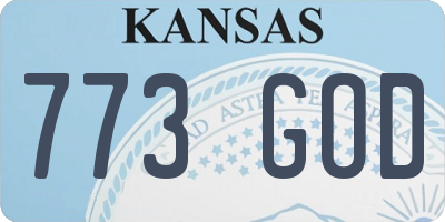 KS license plate 773GOD