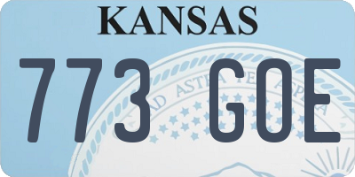 KS license plate 773GOE