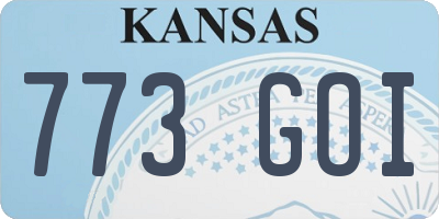 KS license plate 773GOI