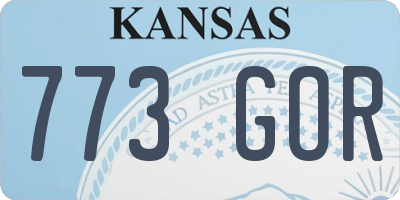 KS license plate 773GOR