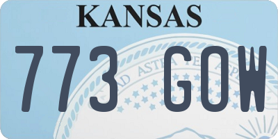 KS license plate 773GOW