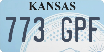 KS license plate 773GPF