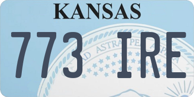 KS license plate 773IRE