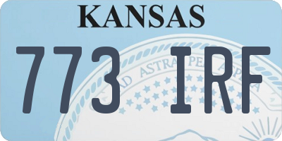 KS license plate 773IRF