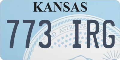 KS license plate 773IRG