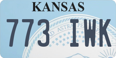 KS license plate 773IWK