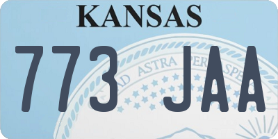 KS license plate 773JAA