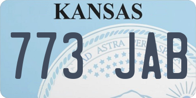 KS license plate 773JAB