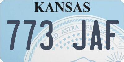 KS license plate 773JAF