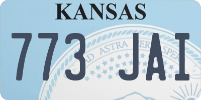 KS license plate 773JAI