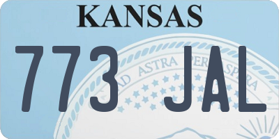 KS license plate 773JAL