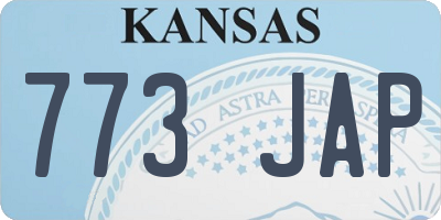 KS license plate 773JAP