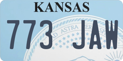 KS license plate 773JAW