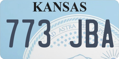 KS license plate 773JBA
