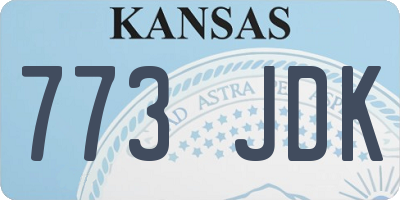 KS license plate 773JDK
