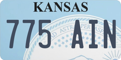 KS license plate 775AIN