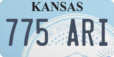 KS license plate 775ARI