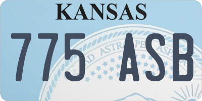 KS license plate 775ASB