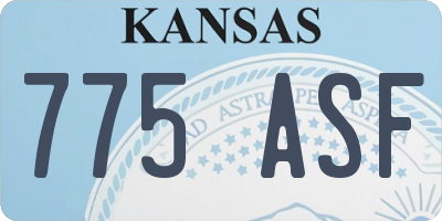 KS license plate 775ASF