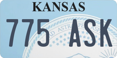KS license plate 775ASK