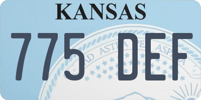 KS license plate 775DEF