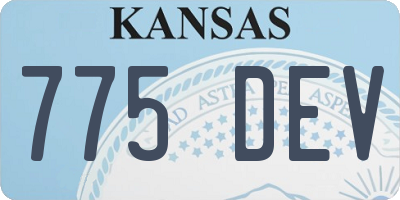 KS license plate 775DEV